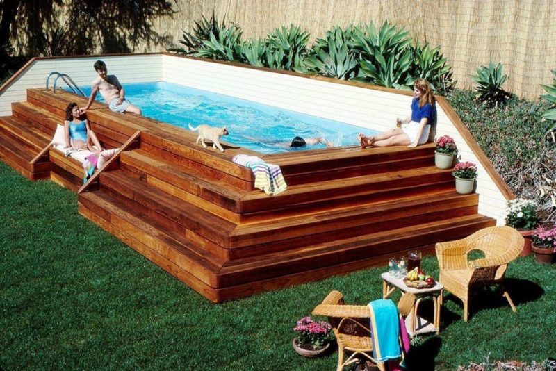 Above-Ground Pool with A Tiered Deck