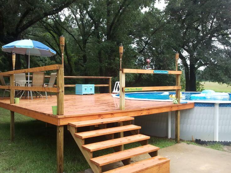 Above-Ground Pool with A Simple Deck